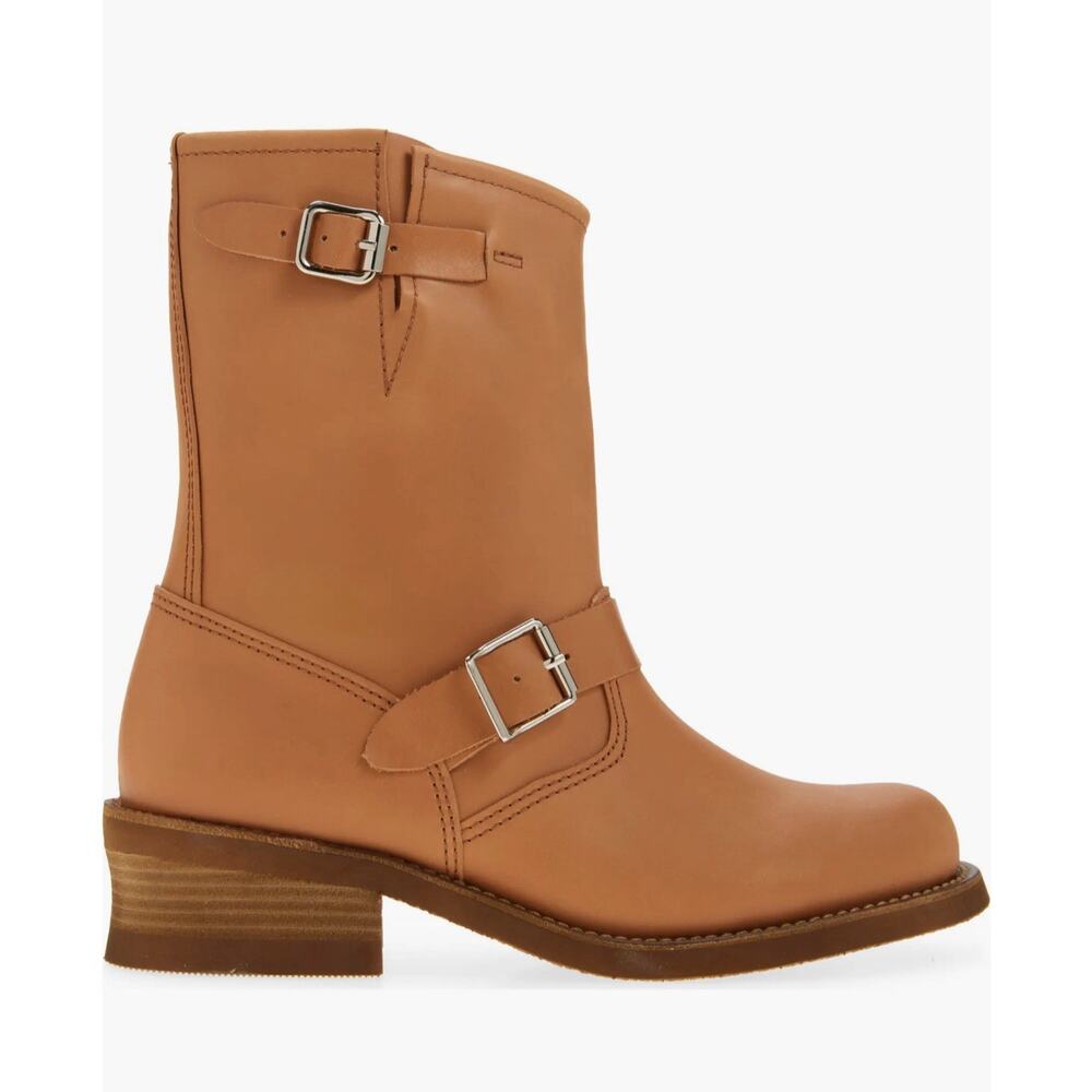NIB Jeffrey Campbell Standoff Moto Engineer Boots Tan Leather Size 6 - Picture 2 of 5